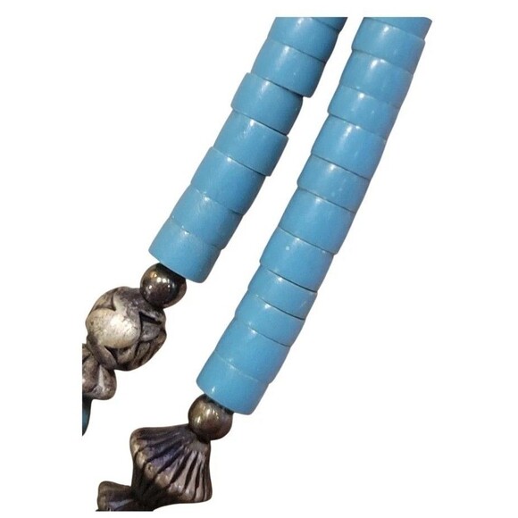 Vintage Liquid Silver Turquoise 1970s Southwestern Native American  Necklace - Picture 2 of 6